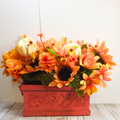 Orange Leaf Wood Box with Fall Flowers image 0