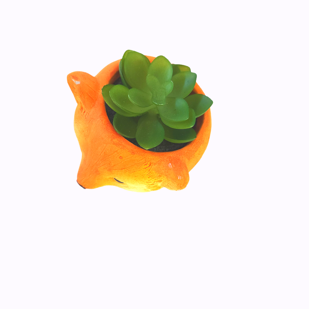 Fox Head with Faux Succulent image 1