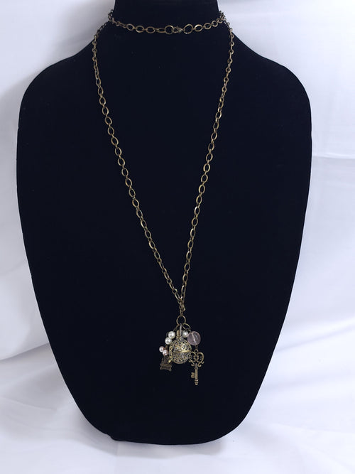 Castle and Key Bronze Diffuser Necklace image 0