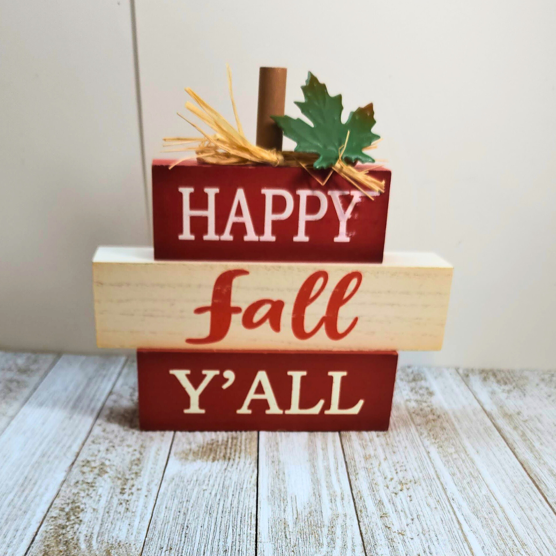 Happy Fall Y'all Wood Pumpkin Sign image 0