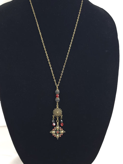 Bronze Sunburst Diffuser Necklace image 0