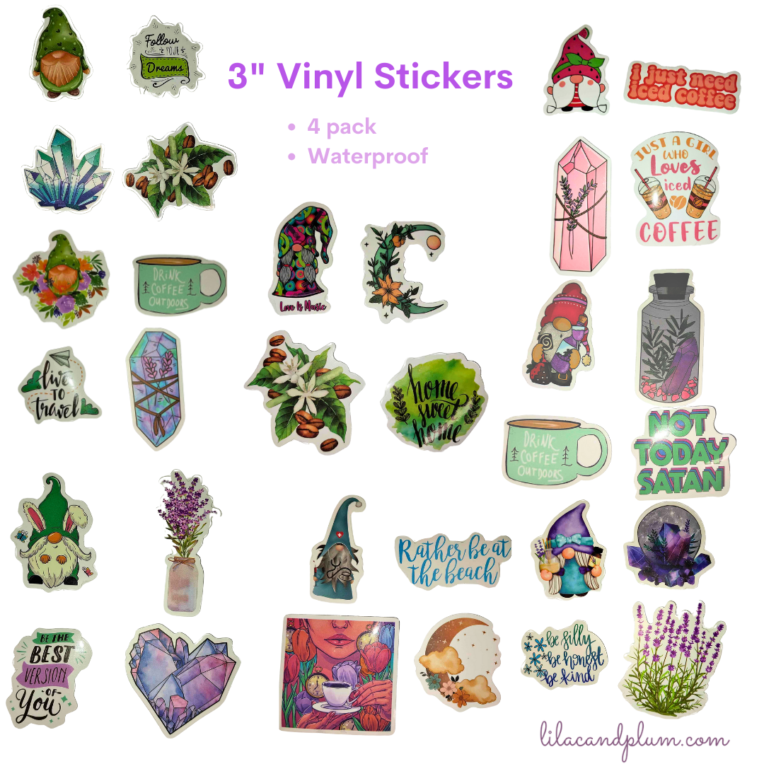 Gnomes & Crystals 3" Waterproof Vinyl Sticker Packs Collection 1 image 0