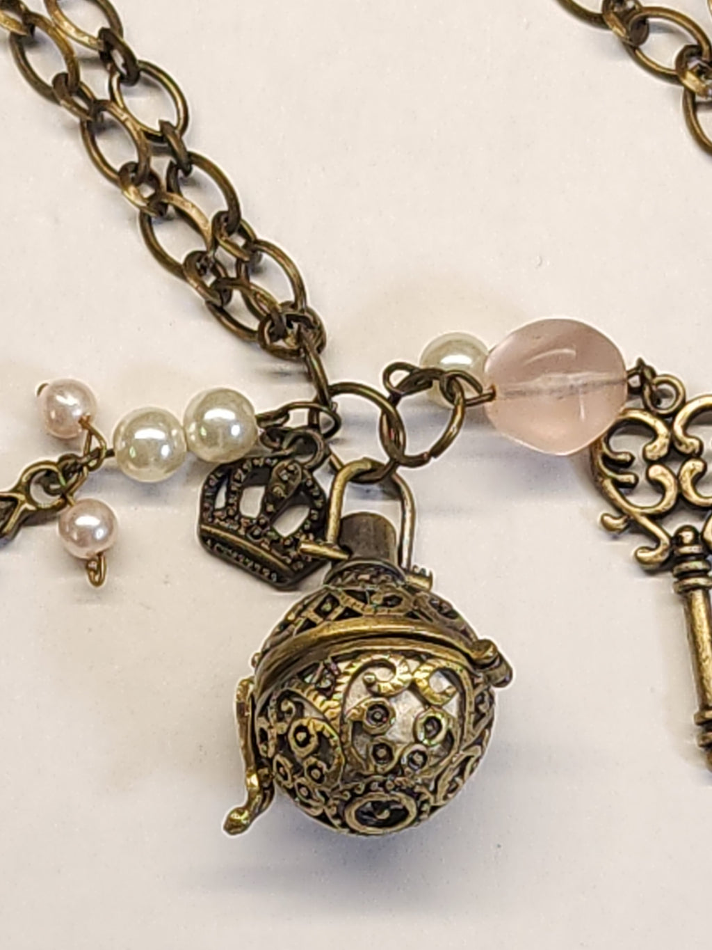 Castle and Key Bronze Diffuser Necklace image 4