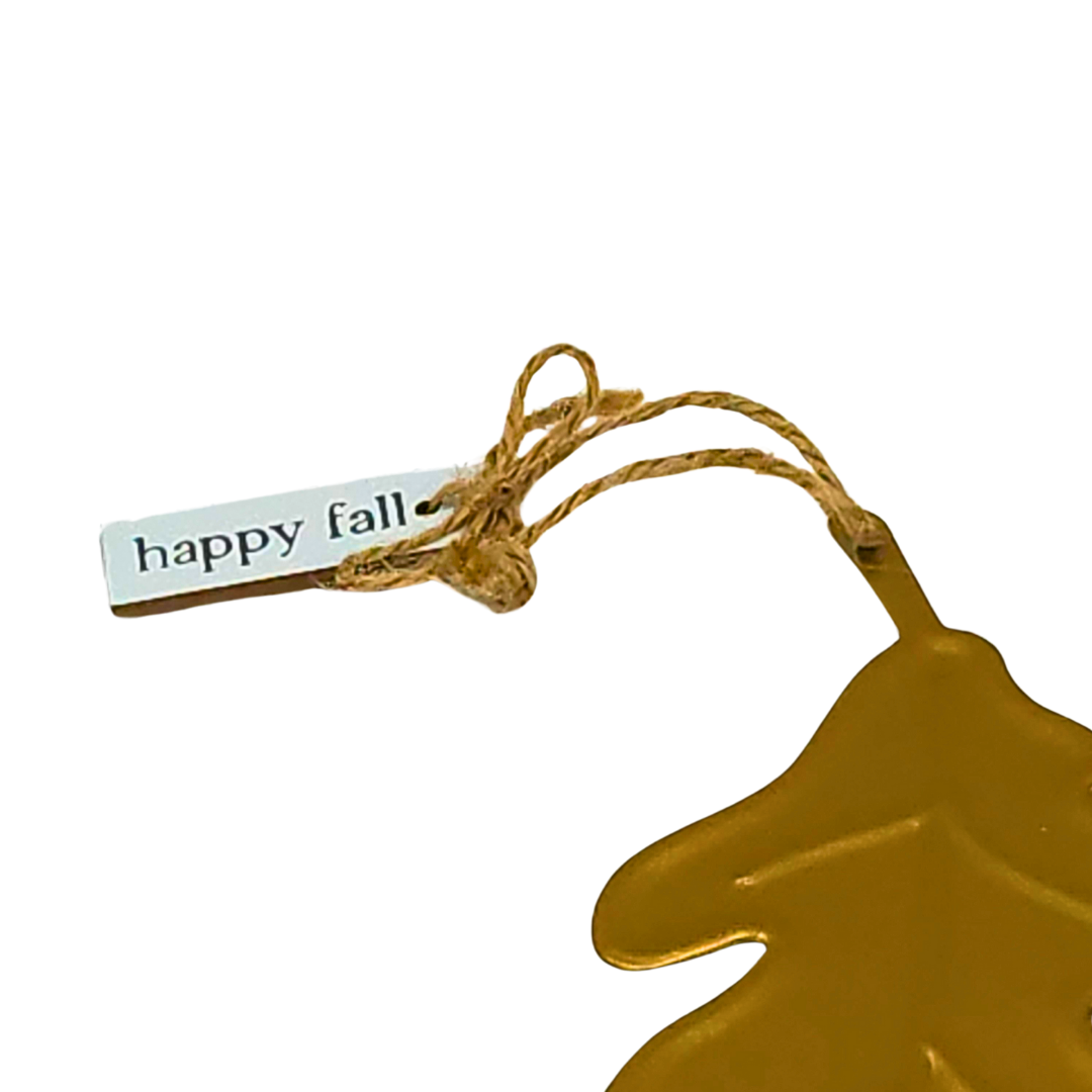 Happy Fall Gold Leaf Metal Tag image 1