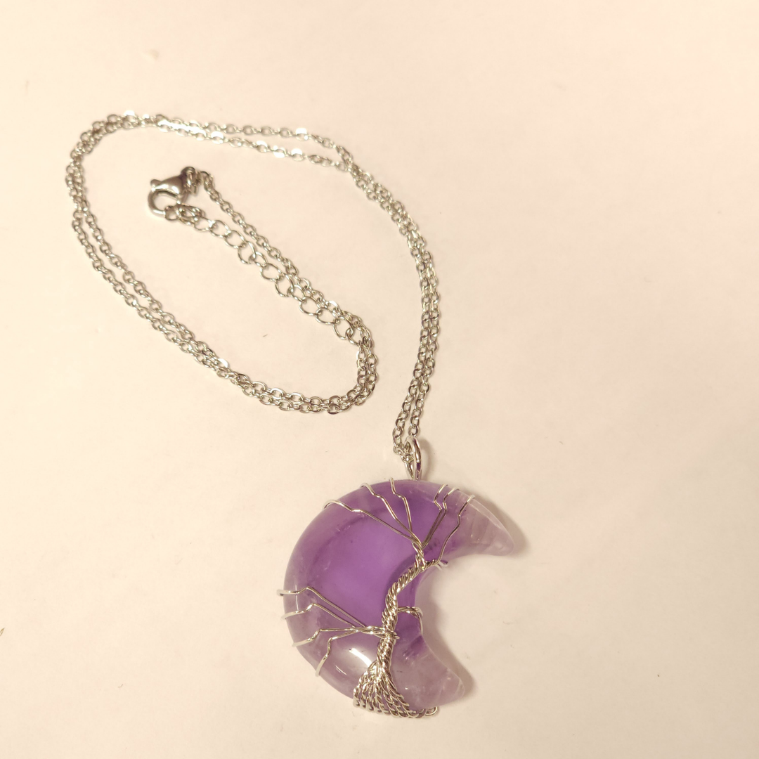 Wire Wrapped Amethyst Moon Necklace image 2