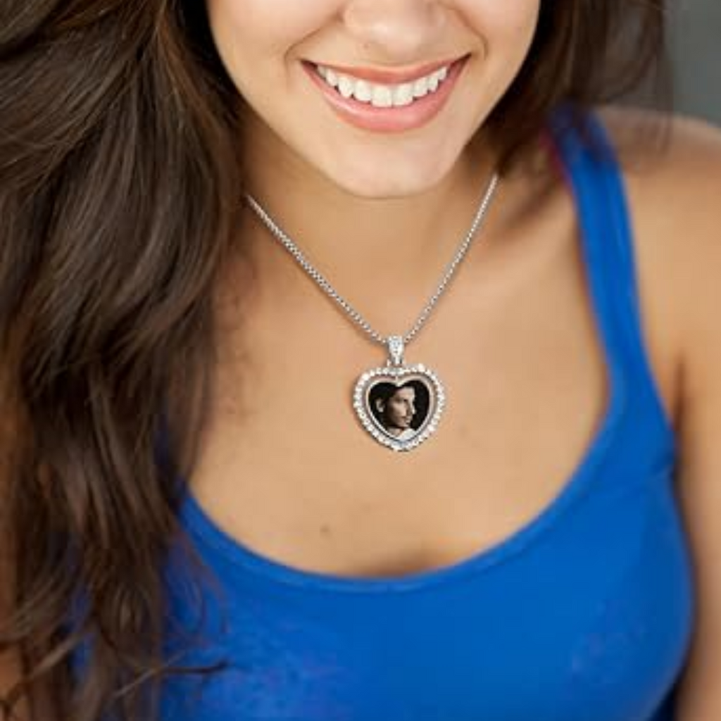 Rhinestone Sublimation Heart Necklace image 0