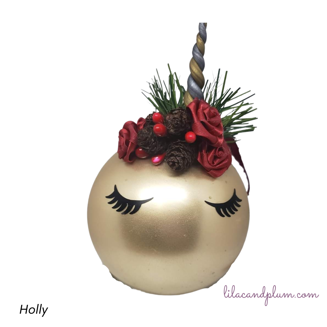 Unicorn Ornament- "Holly" image 1