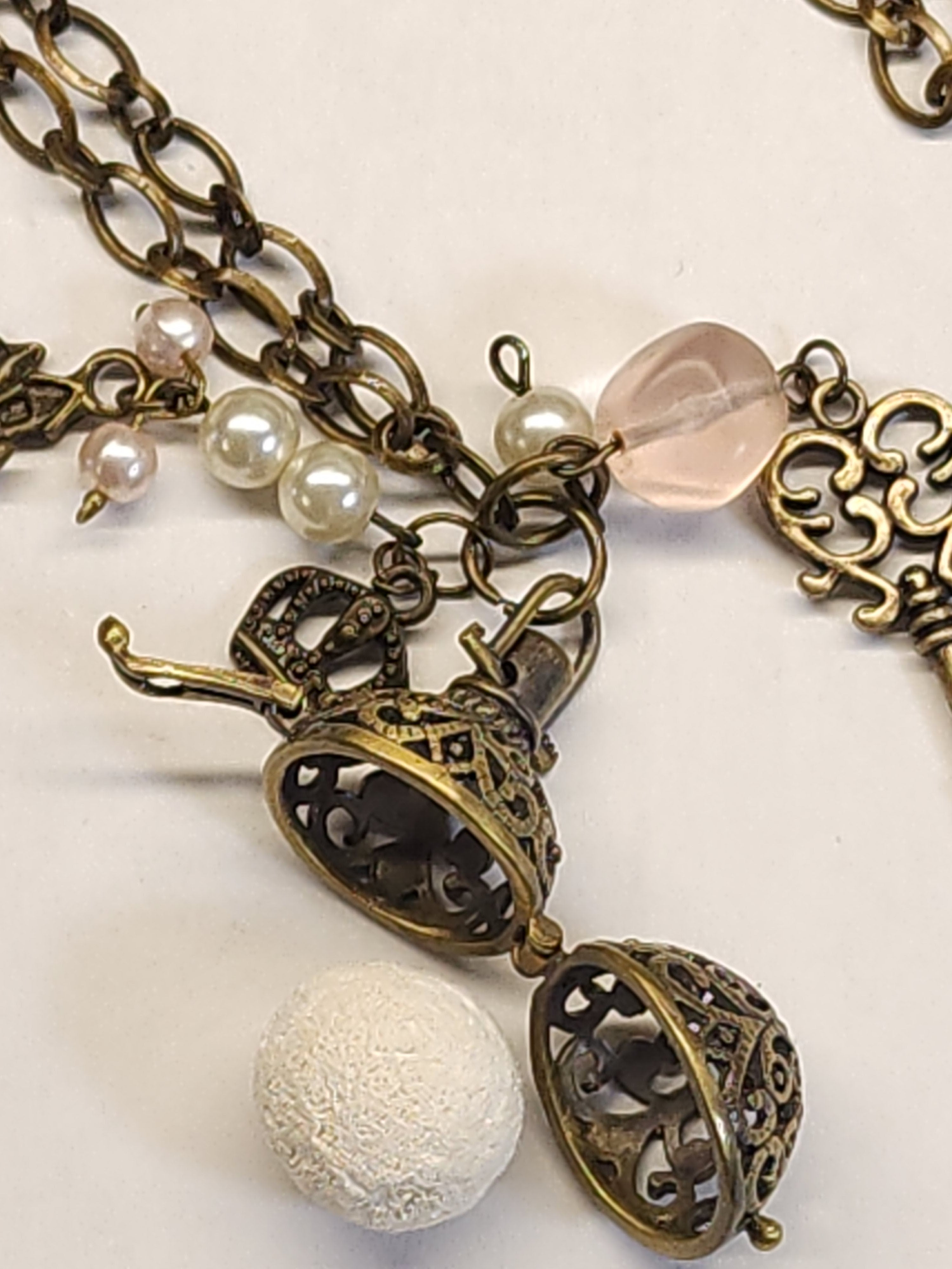 Castle and Key Bronze Diffuser Necklace image 3