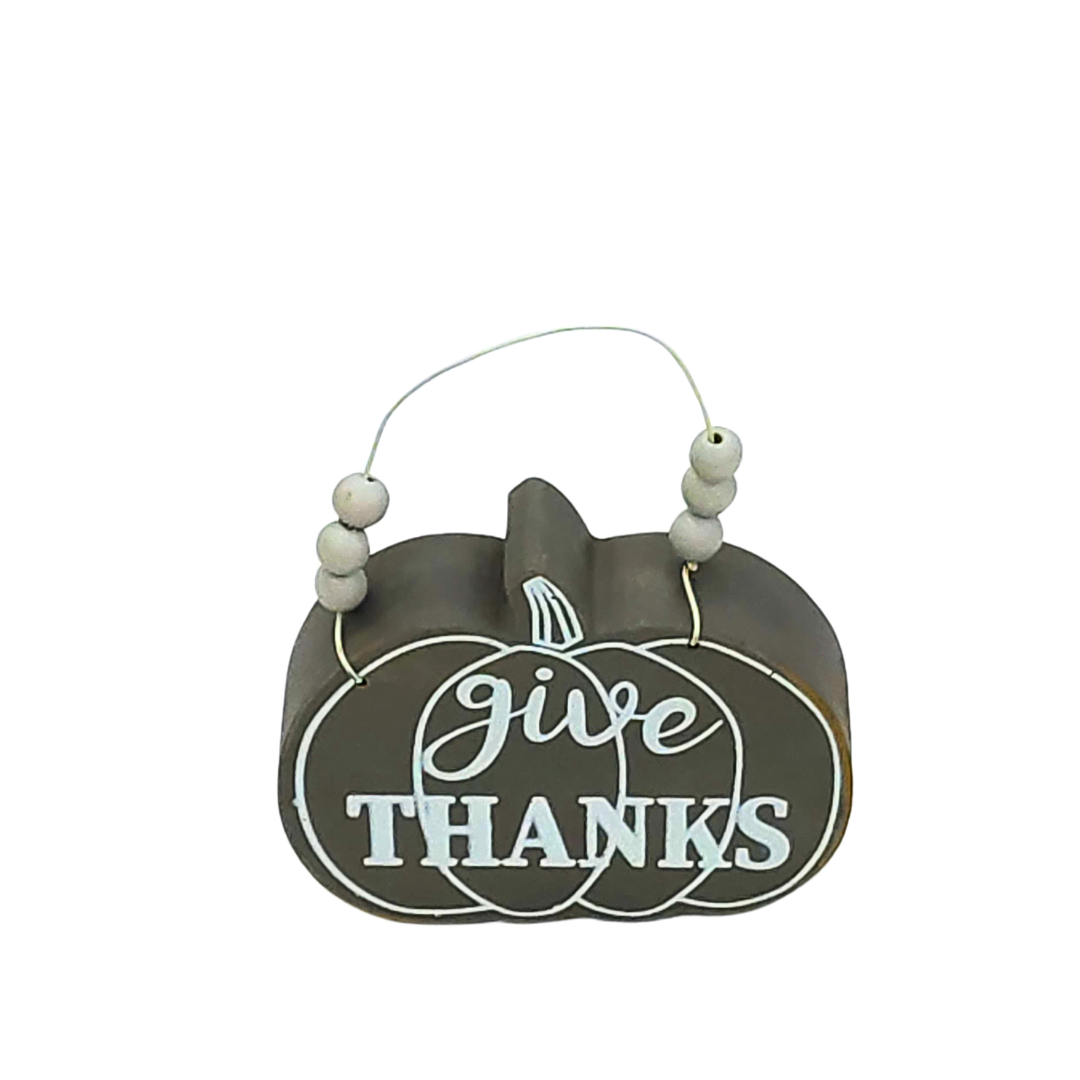 Give Thanks Mini Pumpkin Hanging Sign image 0