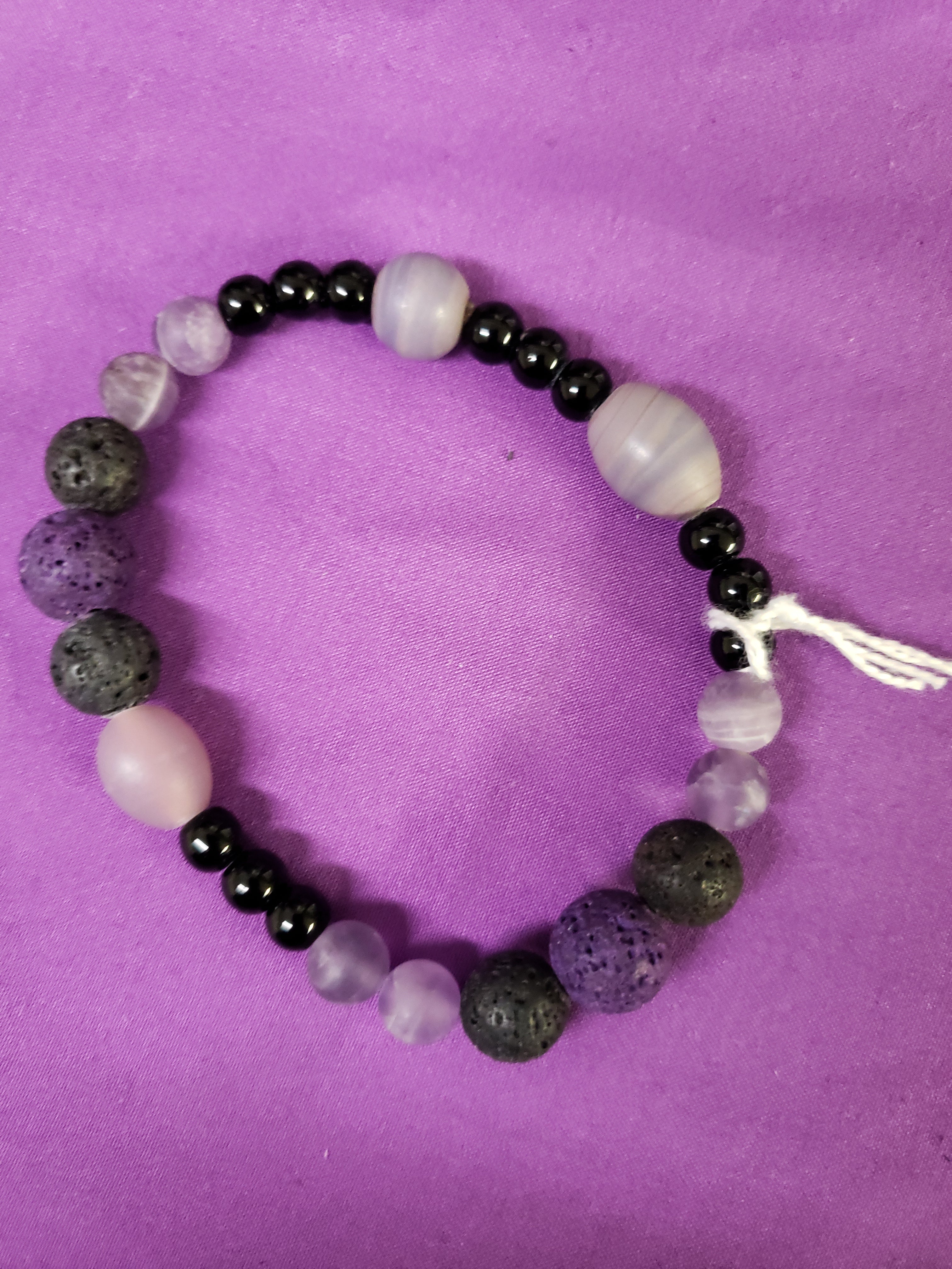 Amethyst and Black and Purple Lava Stones Diffuser Bracelet image 0