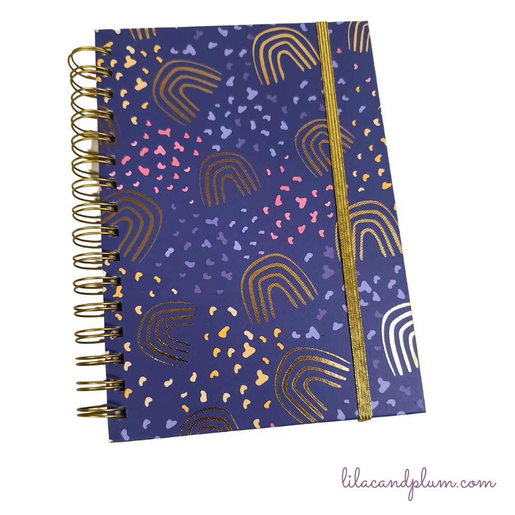 Blue with Gold Rainbows Spiral Journal image 0