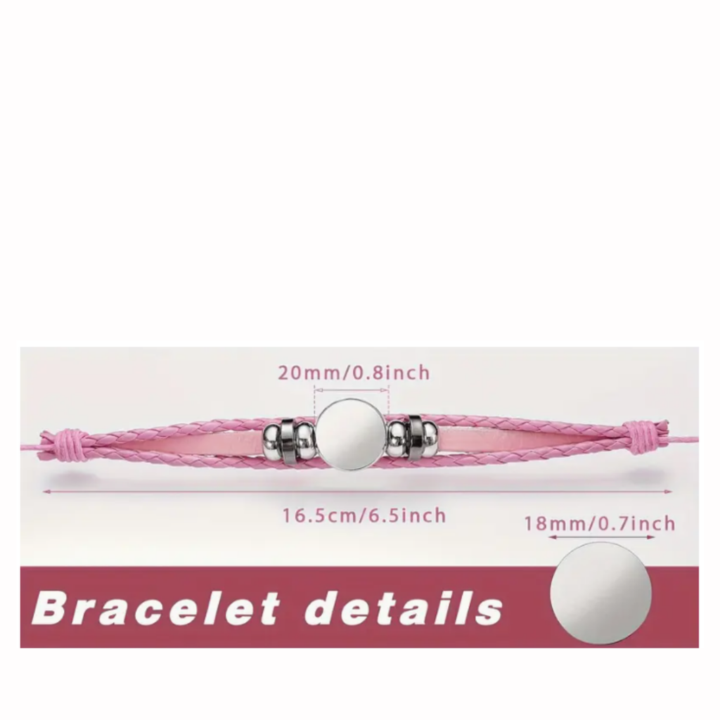 Braided Leather Sublimation Bracelet (4 Color Choices) image 2