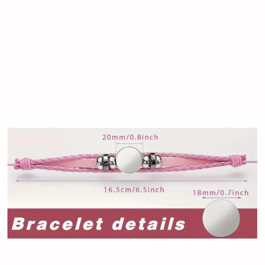 Braided Leather Sublimation Bracelet (4 Color Choices) image 2