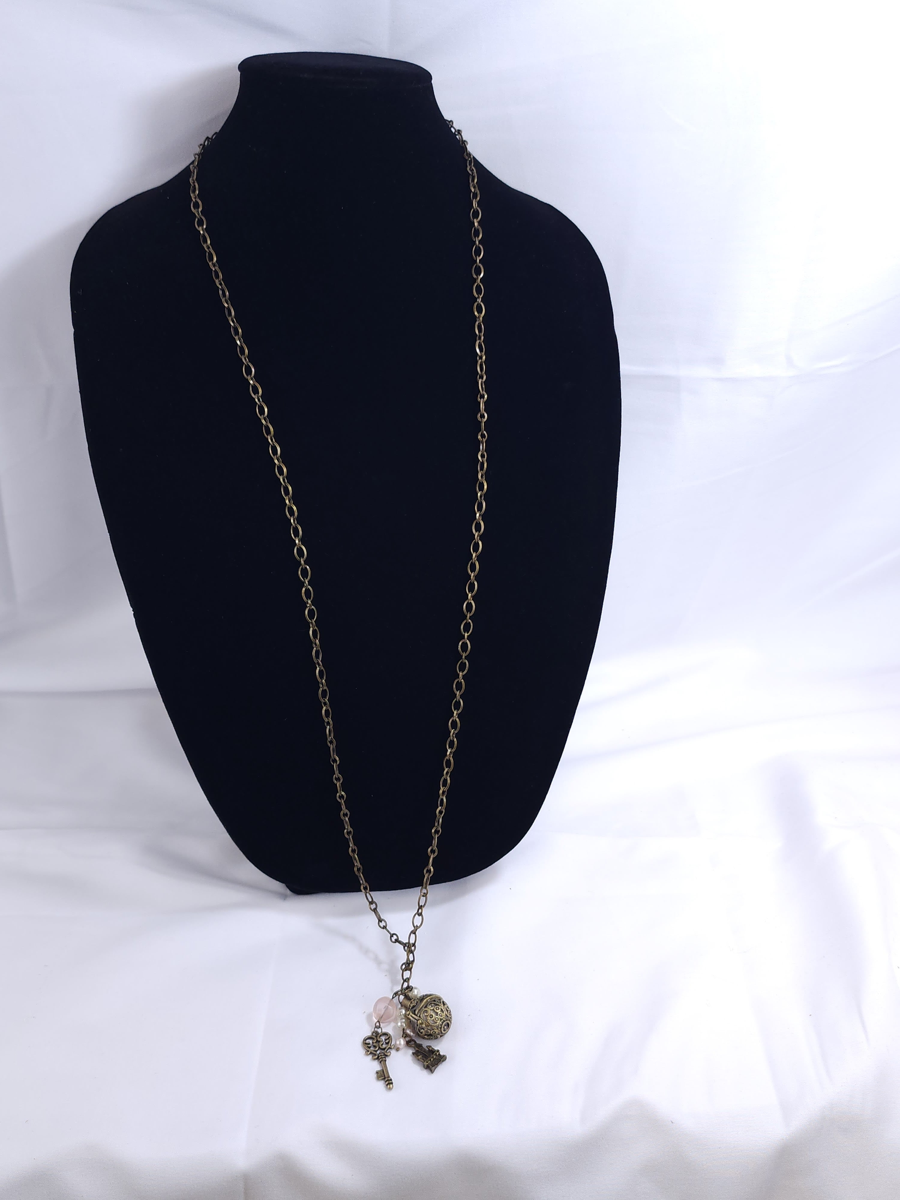 Castle and Key Bronze Diffuser Necklace image 1