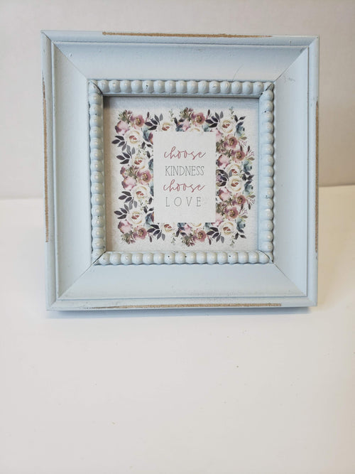 Choose Kindness Choose Love Quote in Baby Blue Picture Frame image 0