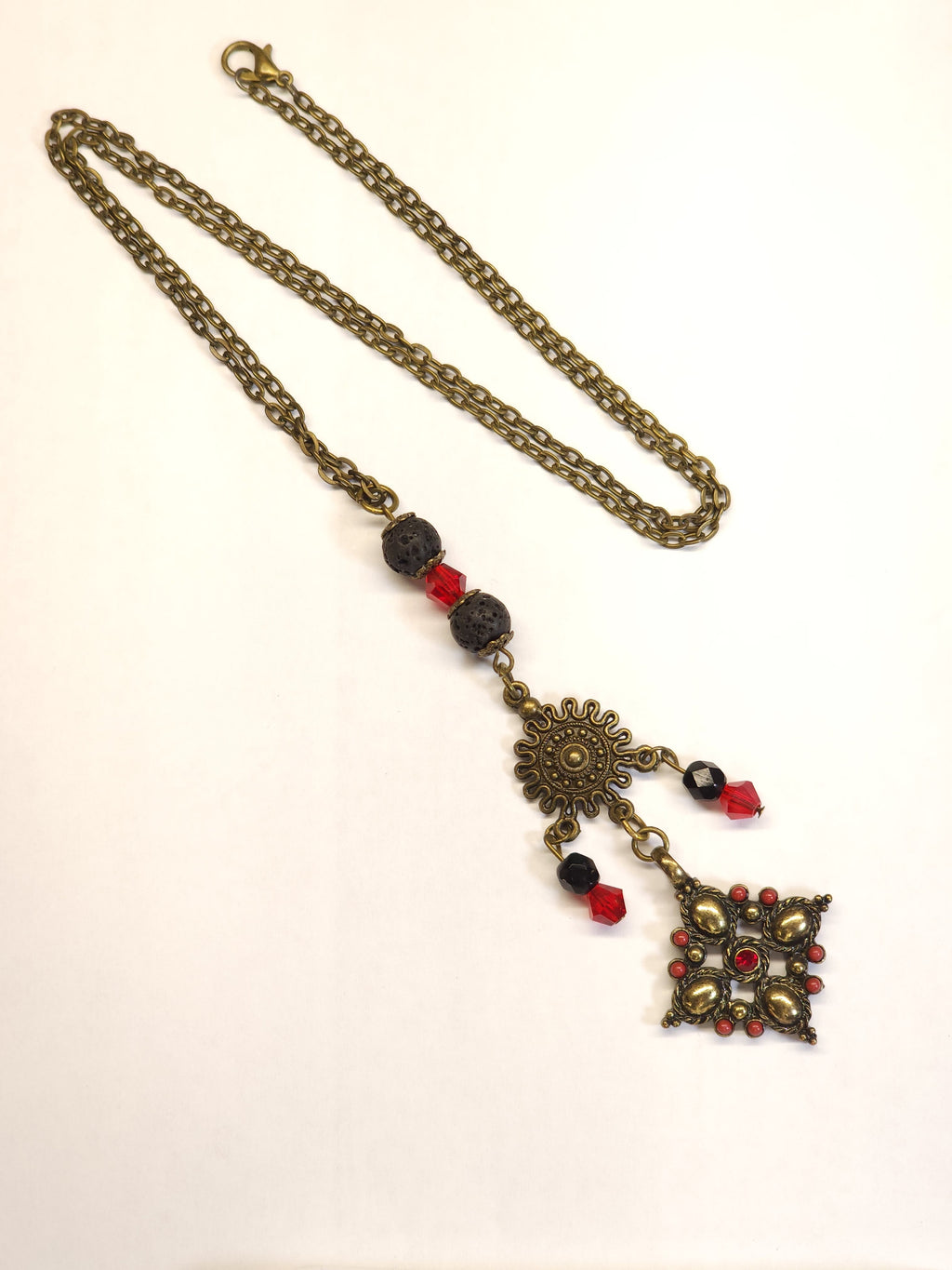 Bronze Sunburst Diffuser Necklace image 1