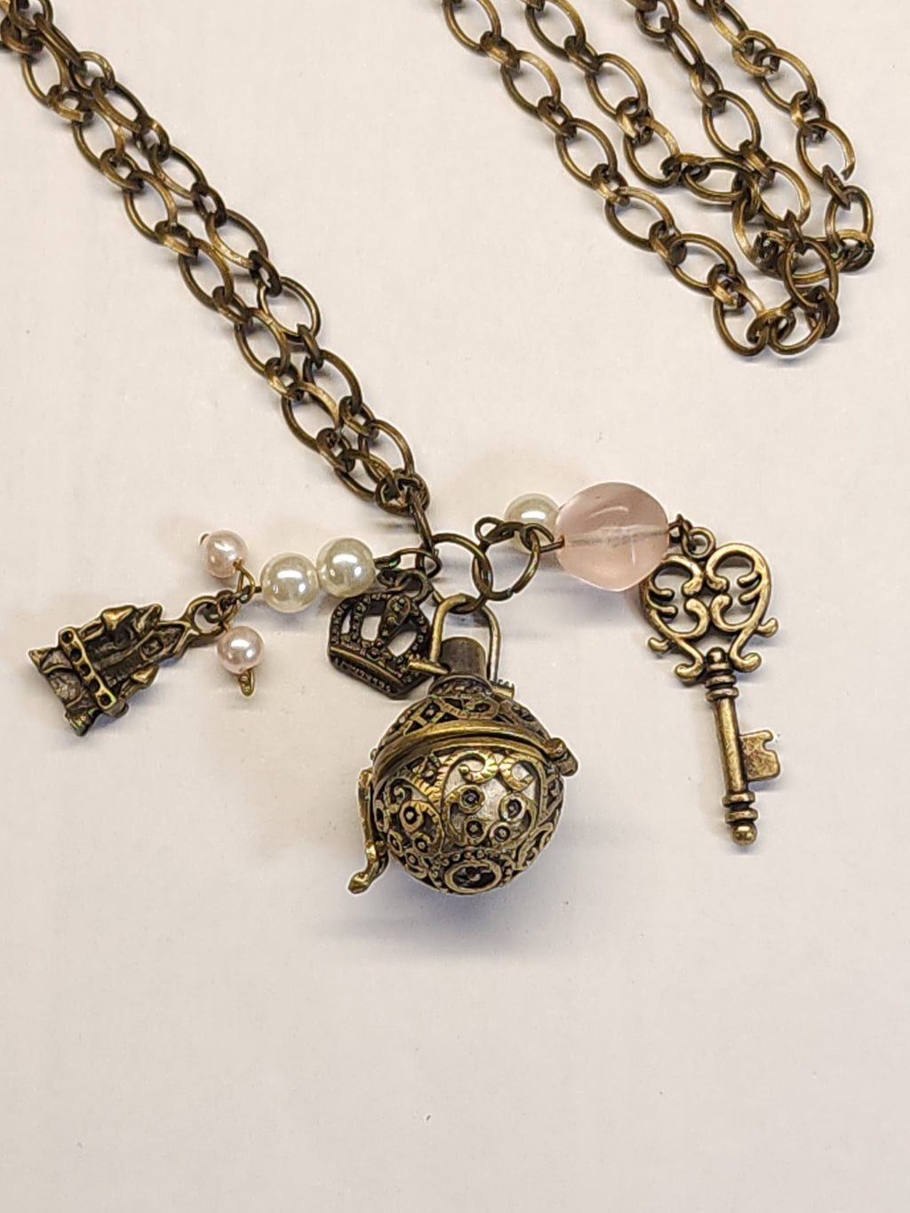 Castle and Key Bronze Diffuser Necklace image 5