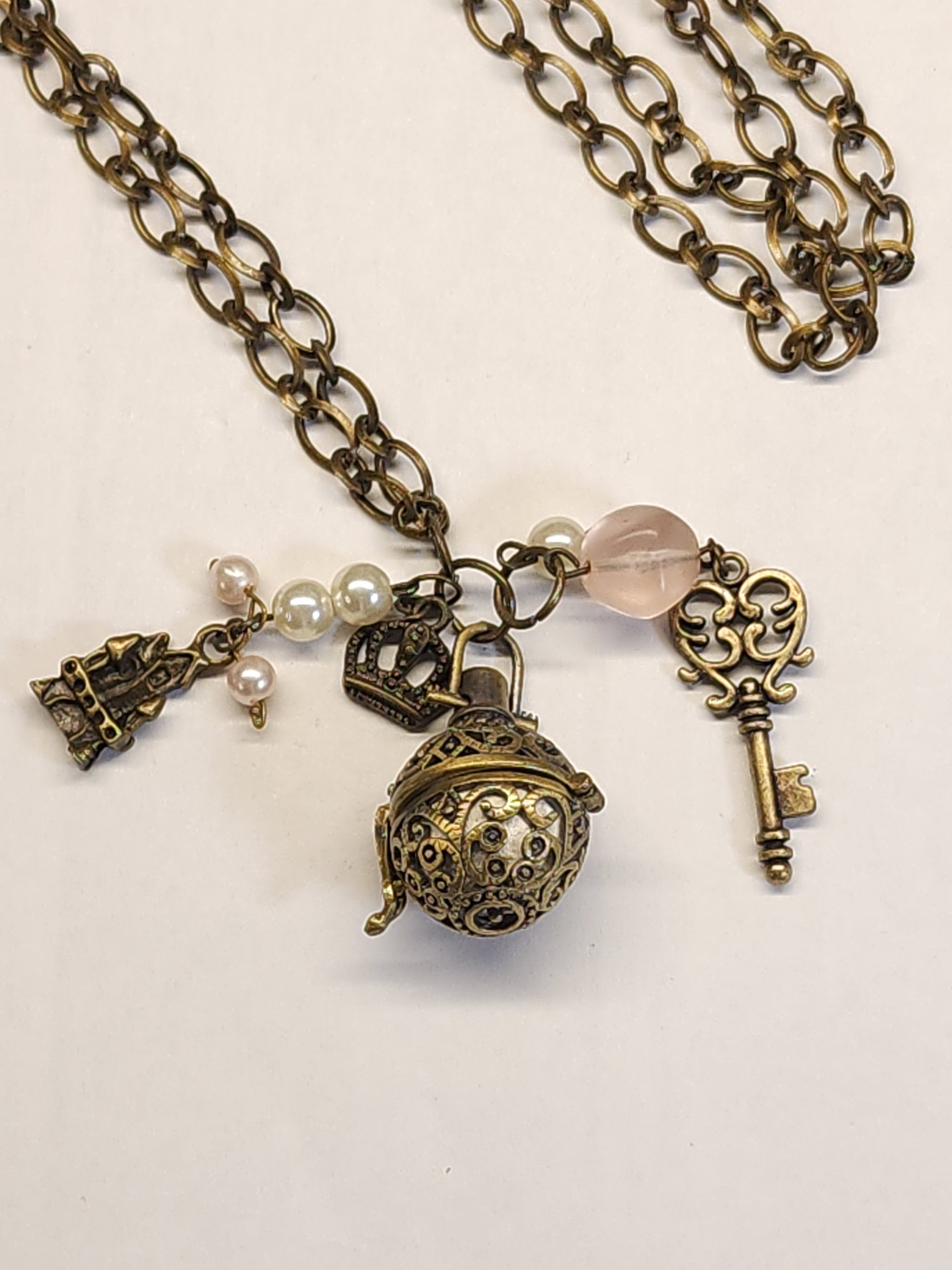 Castle and Key Bronze Diffuser Necklace image 5