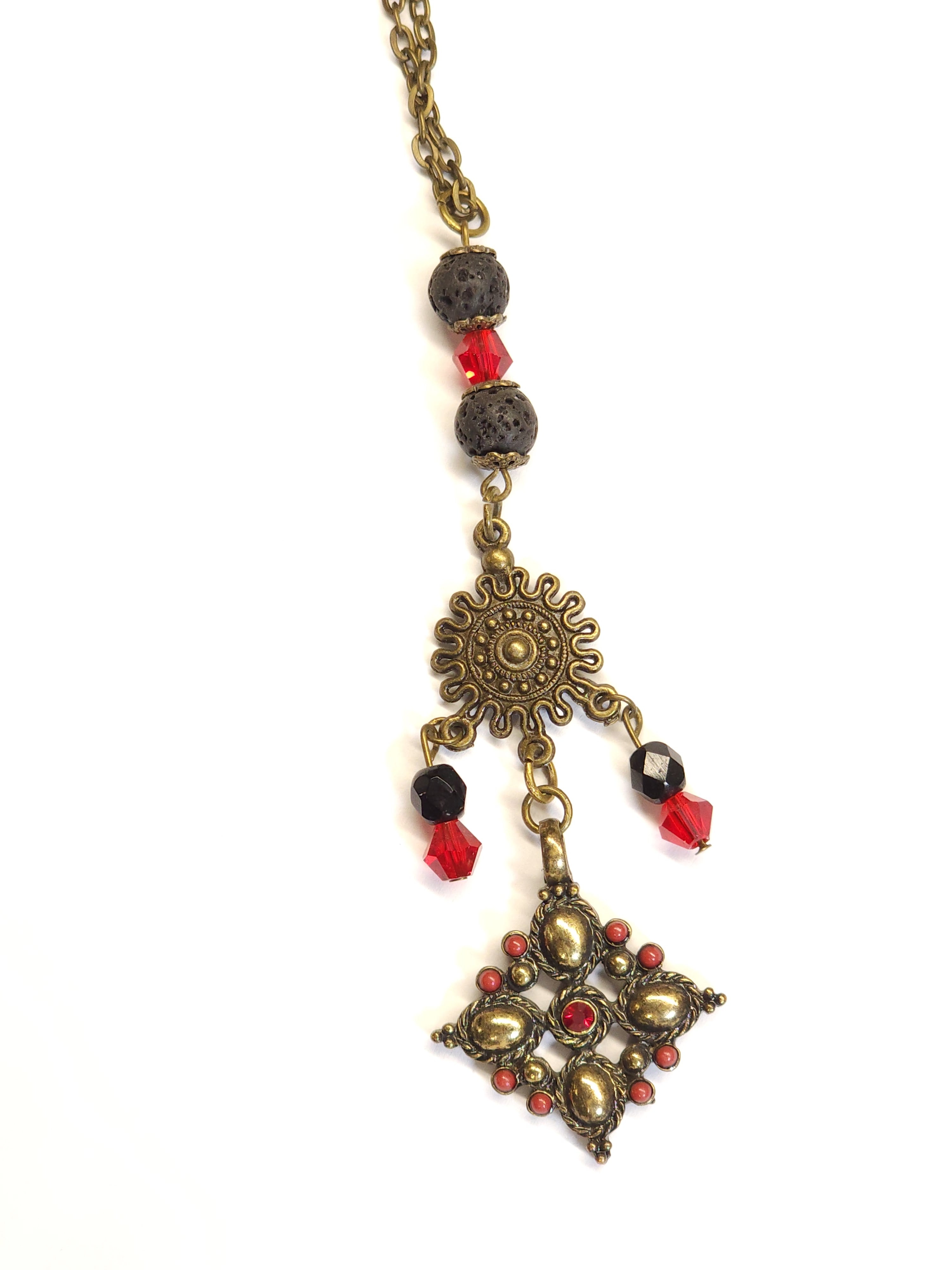 Bronze Sunburst Diffuser Necklace image 2