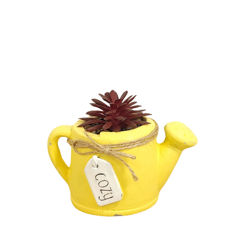 Ceramic Watering Can with Faux Succulent image 2