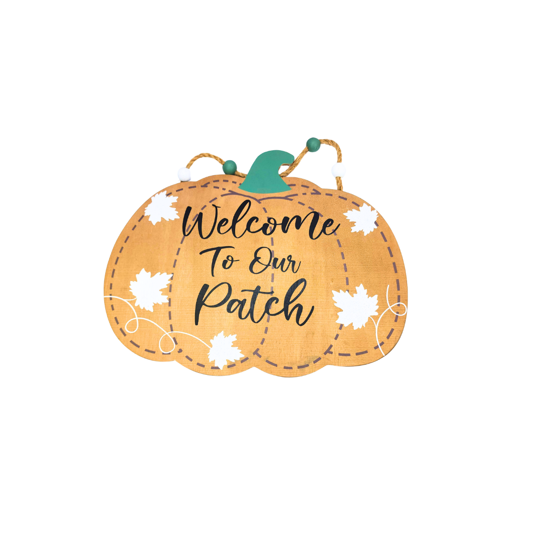 Welcome to Our Patch Large Pumpkin Sign image 0