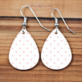 White with Red Hearts Earrings image 0