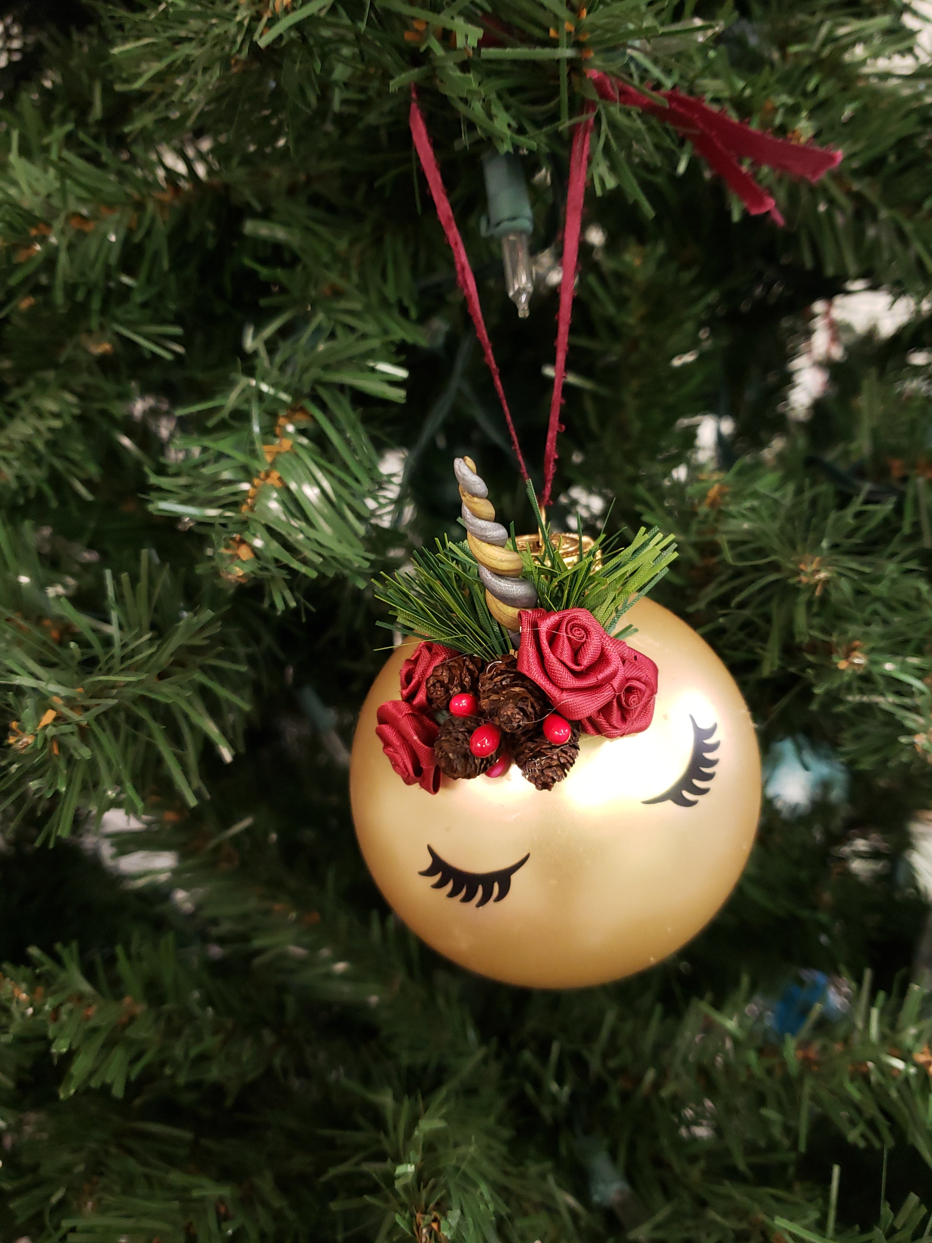 Unicorn Ornament- "Holly" image 0