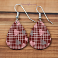 Brown with Pink Hearts Earrings image 0