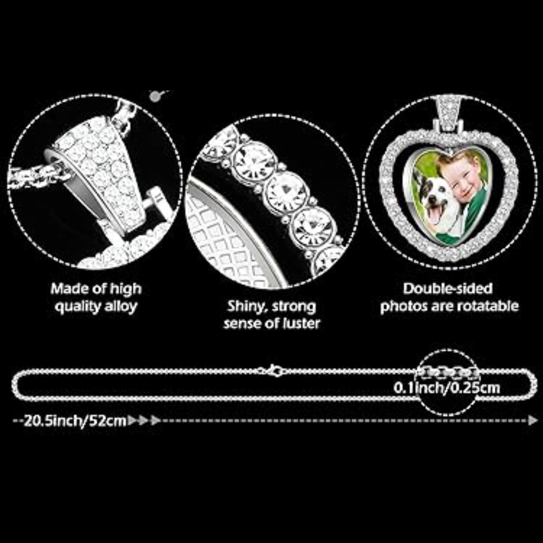 Rhinestone Sublimation Heart Necklace image 2