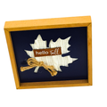 Blue Hello Fall with White Sweater Leaf Sign image 0